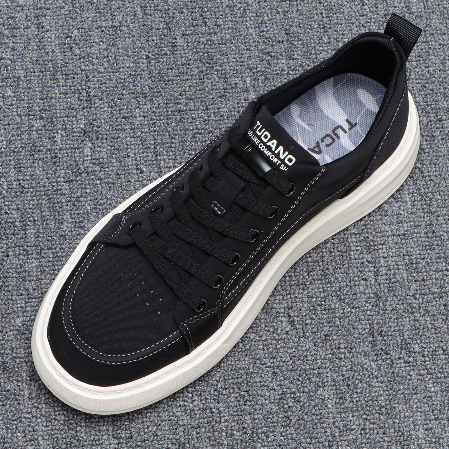 一脚蹬透气休闲板鞋男夏季轻便发泡厚底男鞋韩版百搭高档帆布鞋男