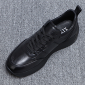 男款 2025新款 日常百搭厚底男鞋 真皮运动休闲鞋 轻便透气纯皮小黑鞋