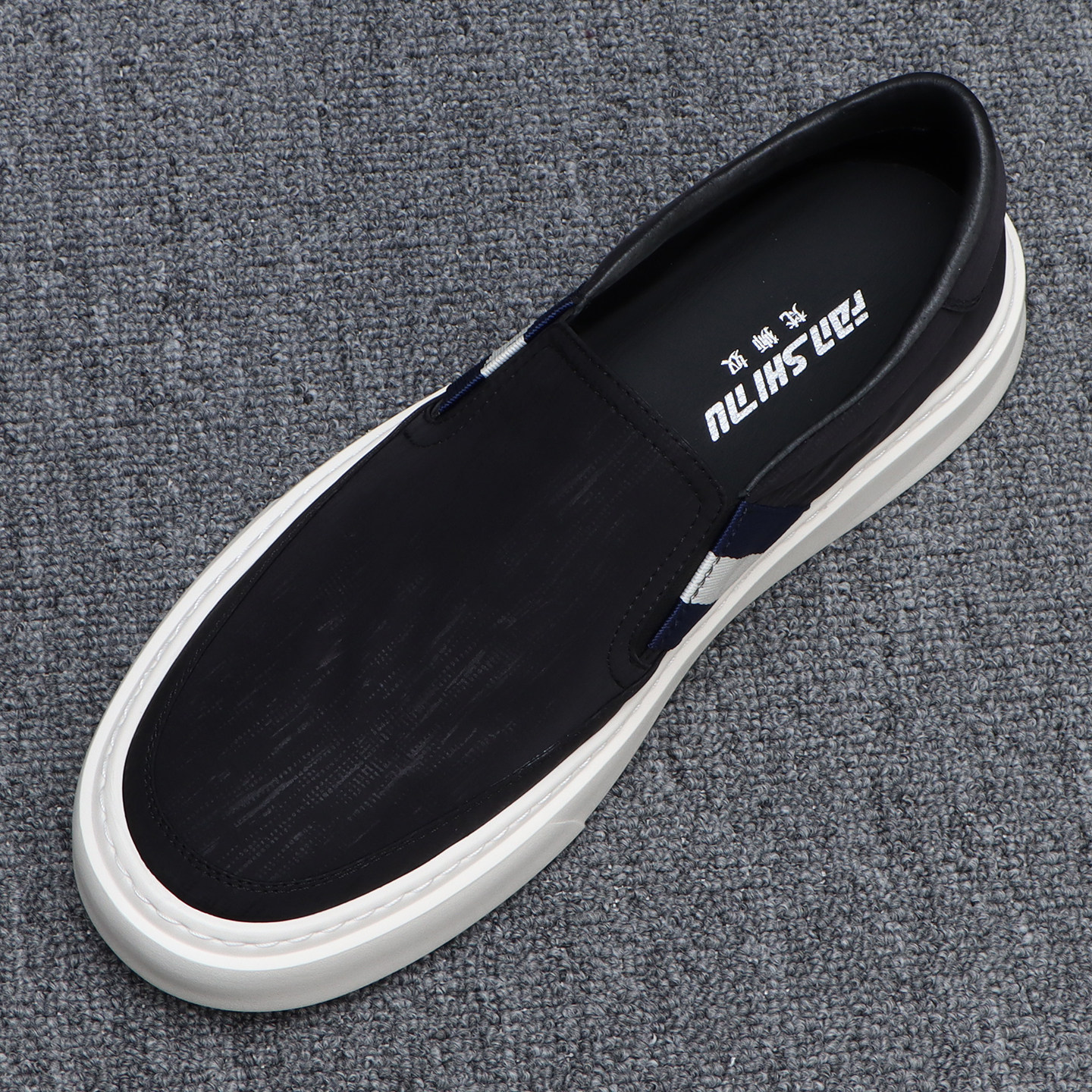 夏季布鞋男款轻便透气一脚蹬乐福鞋简约百搭帆布板鞋厚底休闲男鞋