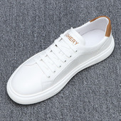 男日常百搭休闲鞋 小白鞋 夏季 镂空透气一脚蹬真皮板鞋 男款 2025新款