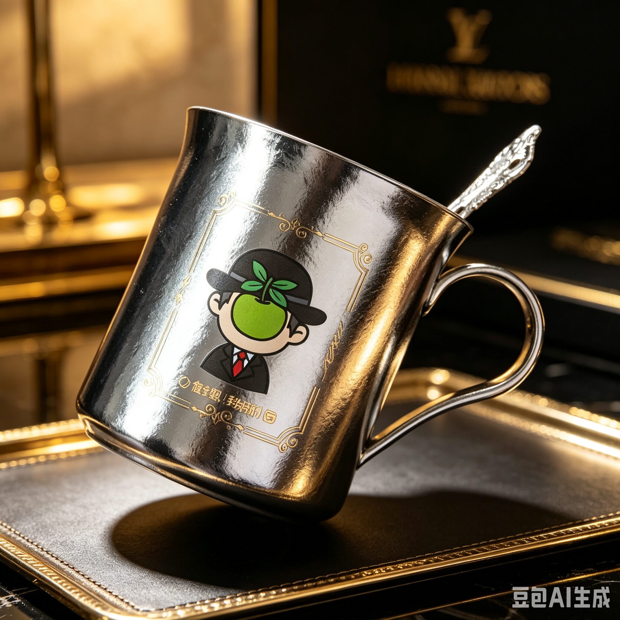 KASHIMA鹿岛纯钛马克杯卡通印花可爱休闲双层钛杯水杯咖啡杯礼物