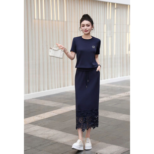 气质休闲时尚运动套装女2026新款精致蕾丝拼接卫衣半身裙两件套