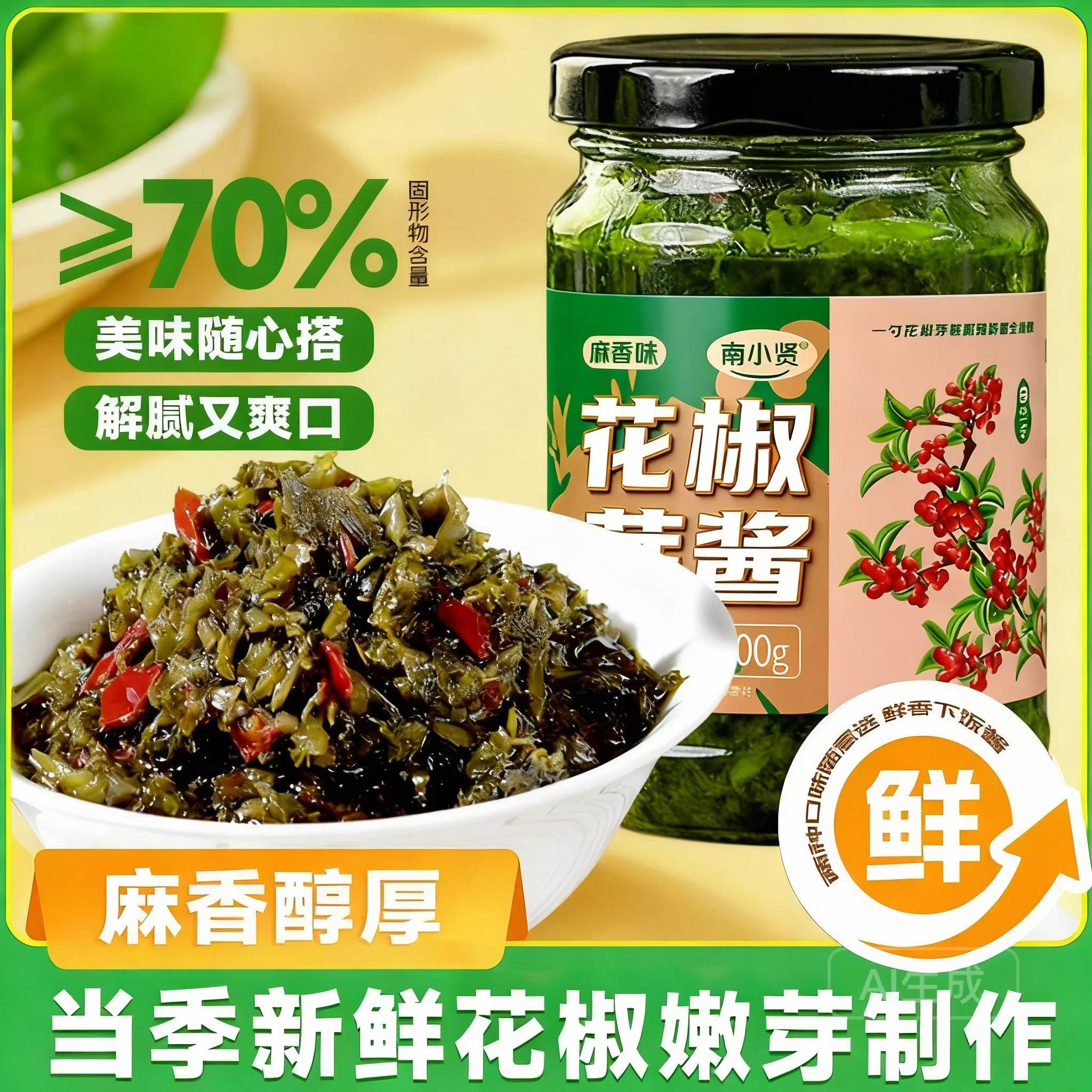 2025年新鲜花椒芽酱下饭酱咸菜麻椒叶麻花椒芽菜辣酱拌饭即食腌菜,粮油调味/速食/干货/烘焙,下饭/拌饭酱/拌饭料,淘宝优惠券,粉丝福利购,淘宝优惠卷