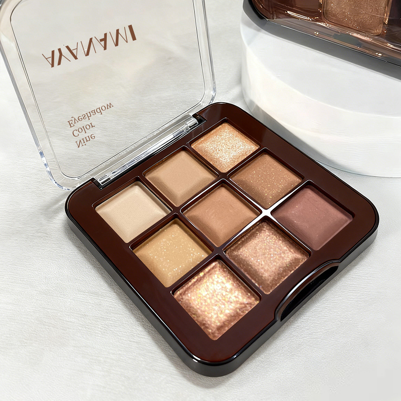 巧克力九色眼影盘日常淡妆大地色哑珠光肿眼泡不飞粉眼影2025新款