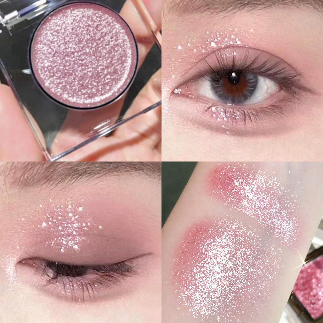 一抹爆闪！牛郎眼影珠光亮片爆闪单色眼影钻石狗粉紫色提亮高光盘