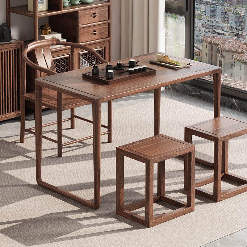新中式乌金木实木茶桌椅组合办公室家用阳台功夫干泡茶室小茶台