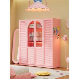 儿童衣柜卧室家庭女孩金属综合收纳柜小公寓房间综合铁柜收纳柜