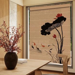 复古免打孔竹帘卷帘茶室书房遮阳帘窗帘客厅装 中式 饰背景帘子隔断