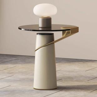 意式轻奢玻璃边几沙发客厅角几现代简约高级感圆形极简小茶几