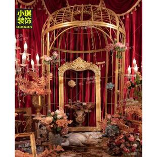 欧式铁艺超大型鸟笼婚庆装饰摆件户外落地别墅特大号摄影道具鸟笼