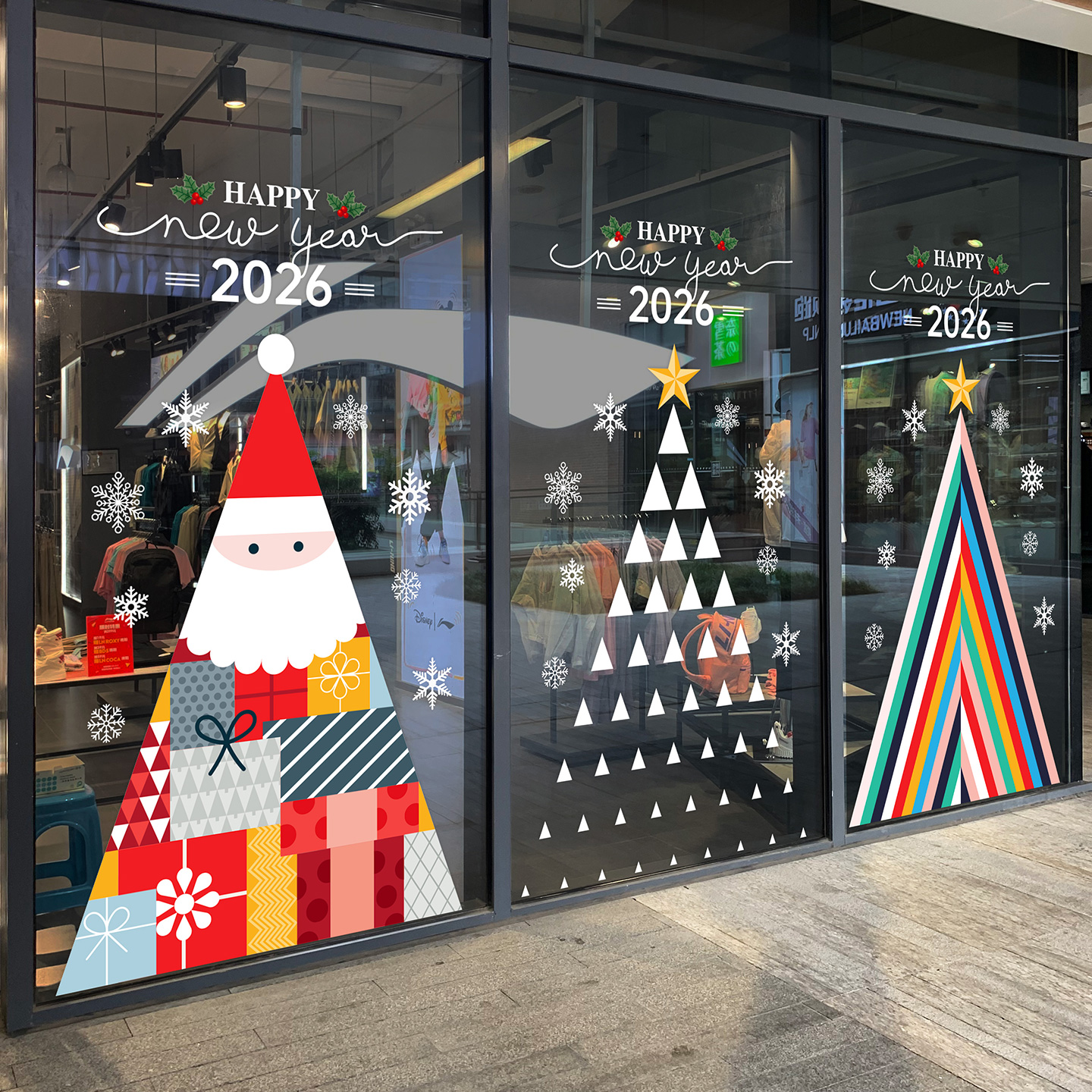 圣诞节店商铺玻璃门橱窗装饰贴纸