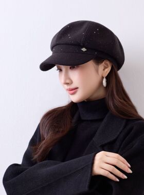 帽子女秋冬显脸小八角帽韩版潮