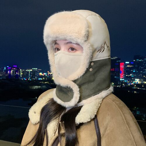 雷锋帽女冬季保暖神器东北骑行电