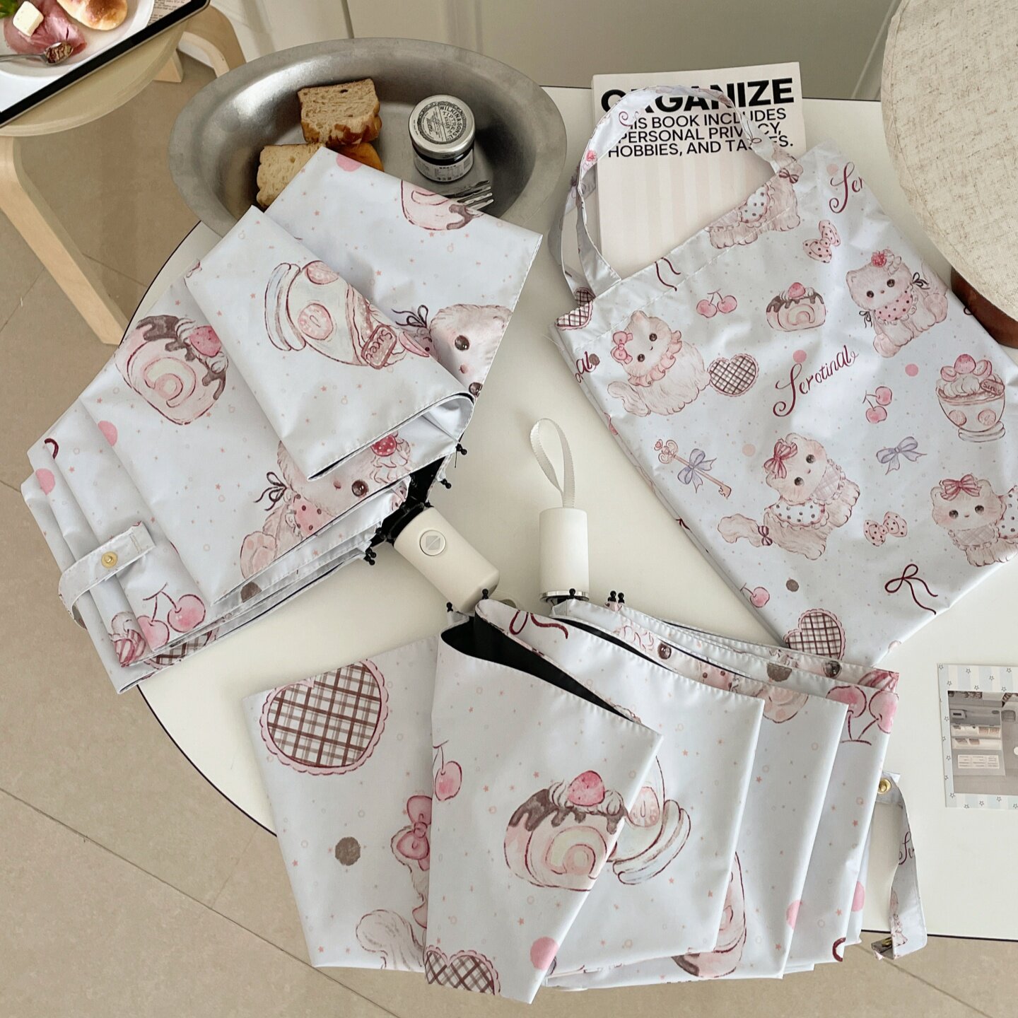 甜点小猫咪遮阳晴雨伞两用女少女心防晒伞学生黑胶太阳伞防紫外线