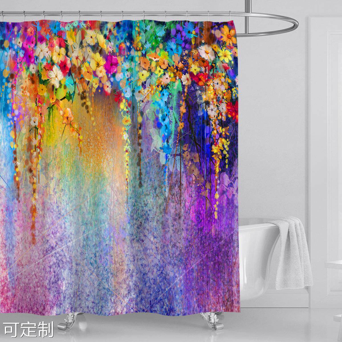 3D数码印花羽毛花卉涤纶浴帘 珊瑚绒防滑滴塑马桶浴帘四件套高性价比高么？