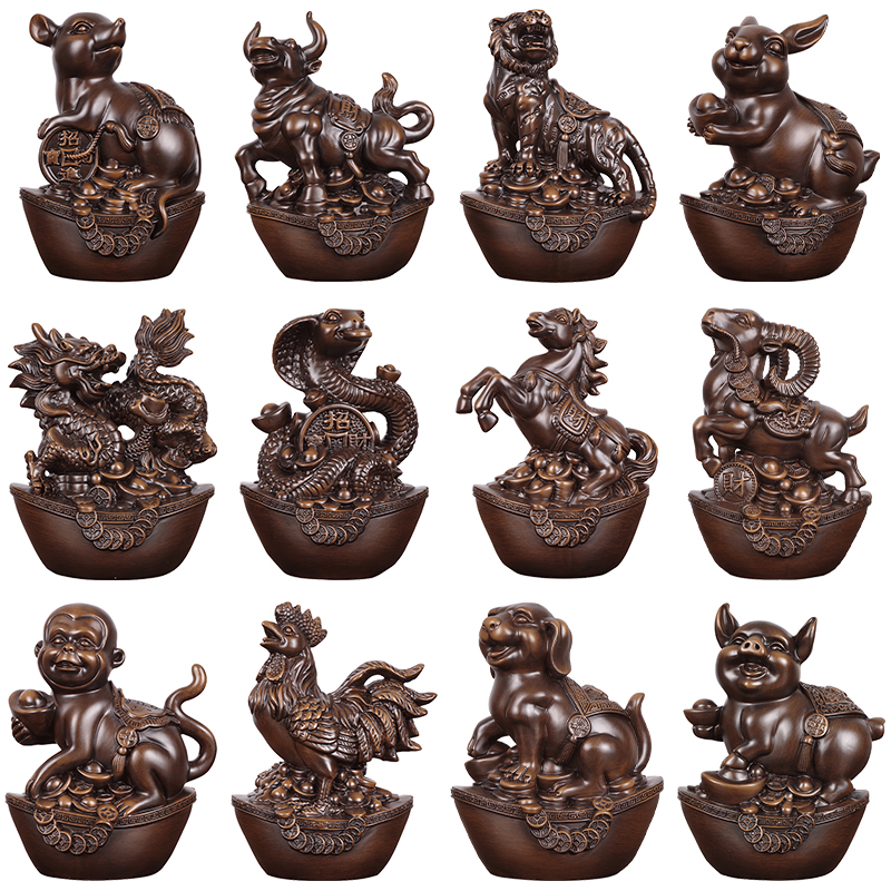 实木十二生肖摆件祝福生日送礼物