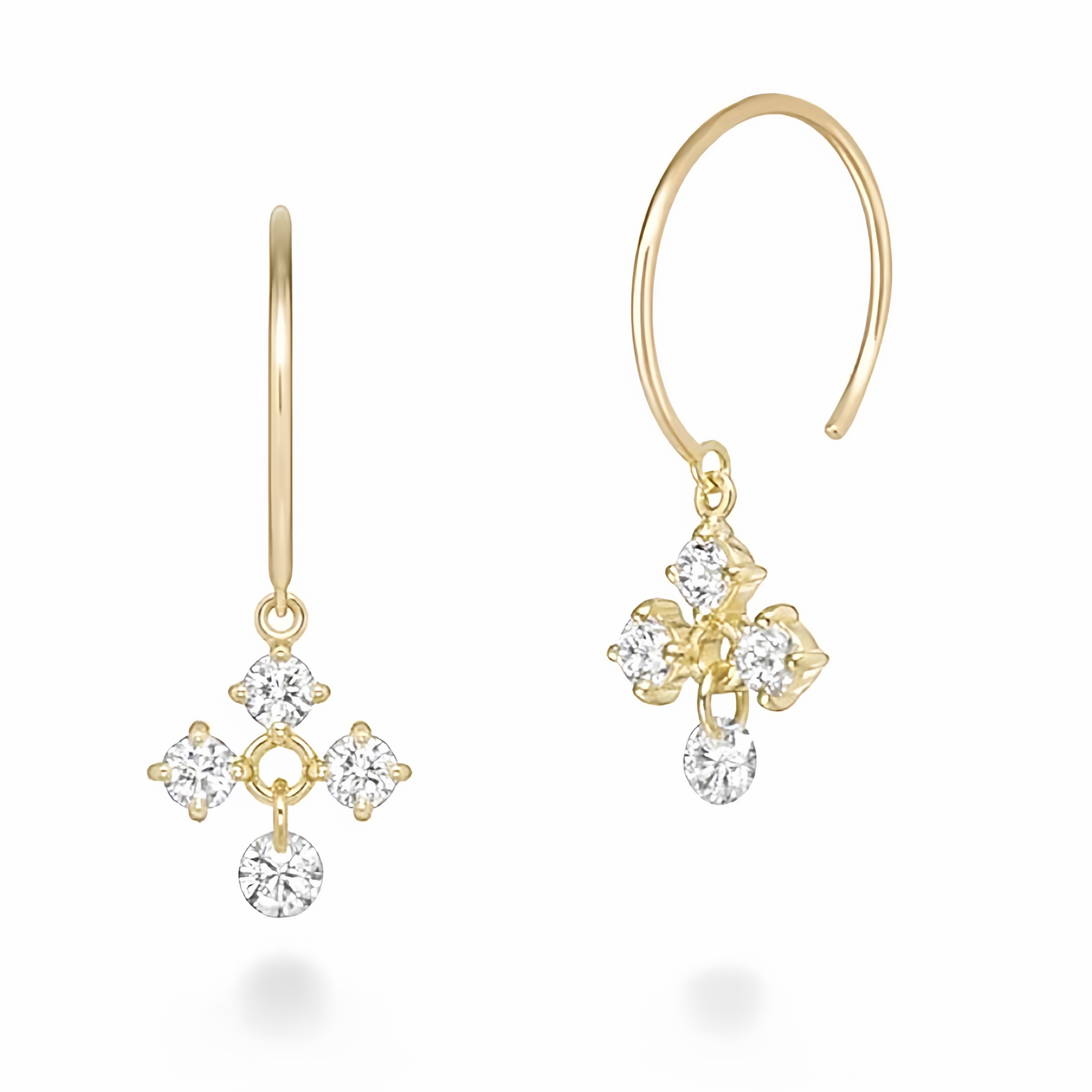 ahkah同款18k金雪花培育钻石耳环耳坠女小众高级感精致耳钩耳饰