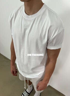 DieFassung纯色休闲短袖圆领修身显壮打底T恤运动健身小领口上衣