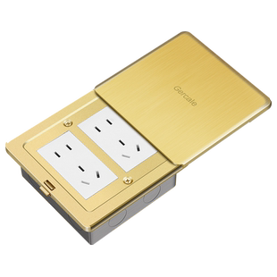 格佳乐平推式地插座滑盖全铜防水超薄30mm底盒五孔网络线地面插座