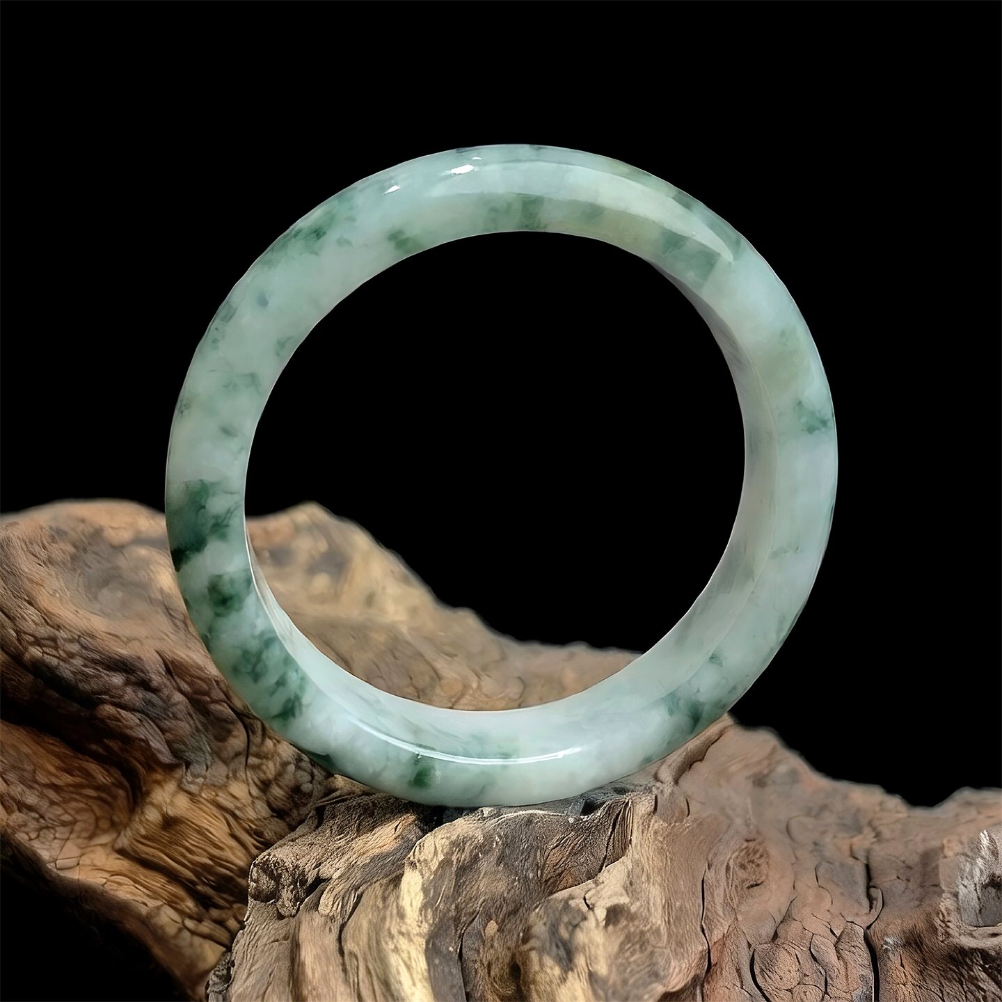 【年货节】七彩云南缅甸A货天然翡翠糯化飘蓝花翡翠手镯