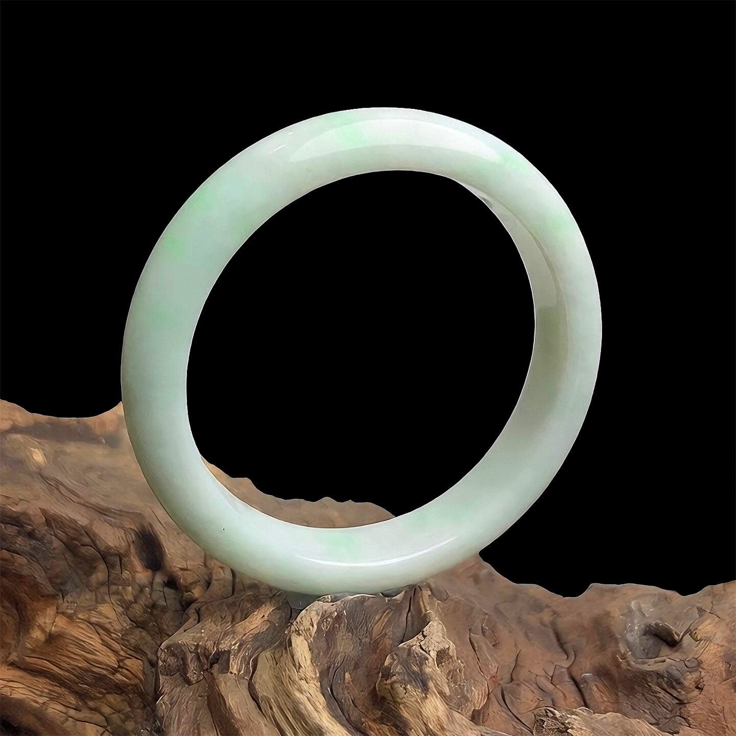 【元旦献礼】七彩云南缅甸A货天然翡翠细糯种白底青翡翠手镯