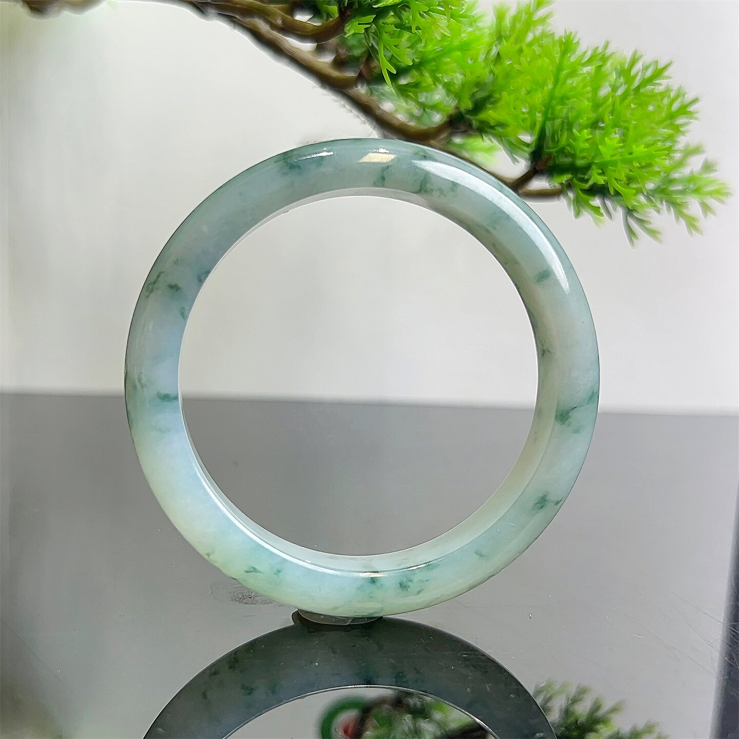 七彩云南缅甸A货天然翡翠糯冰种冰蓝花翡翠手镯一物一证支持复检