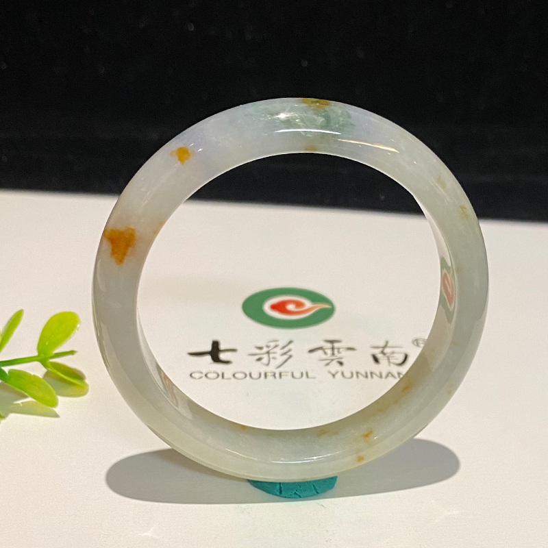 七彩云南缅甸A货天然翡翠带证书飘黄翡紫色手镯一物一证支持复检