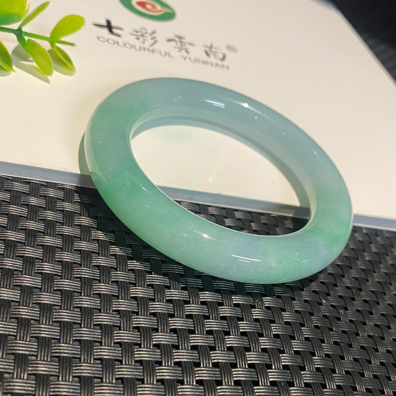 七彩云南缅甸A货天然翡翠带证书春彩圆条手镯一物一证支持复检