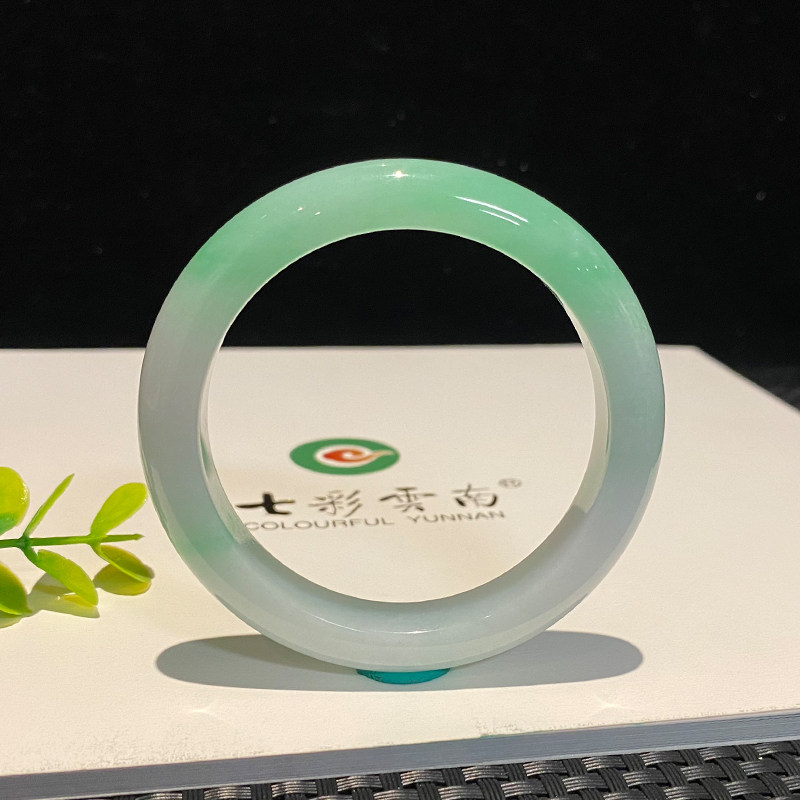 七彩云南缅甸A货天然翡翠带证书绿色翡翠手镯一物一证支持复检