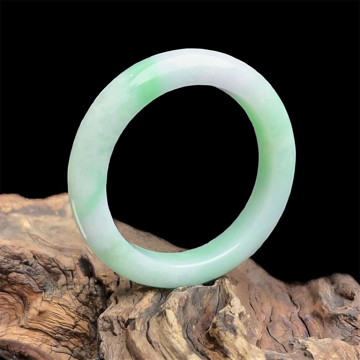 【元旦献礼】七彩云南缅甸A货天然翡翠细糯种春带彩翡翠手镯