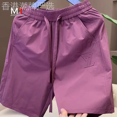 高端男士短裤夏季外穿2025新款欧货休闲运动速干沙滩五分裤子男款