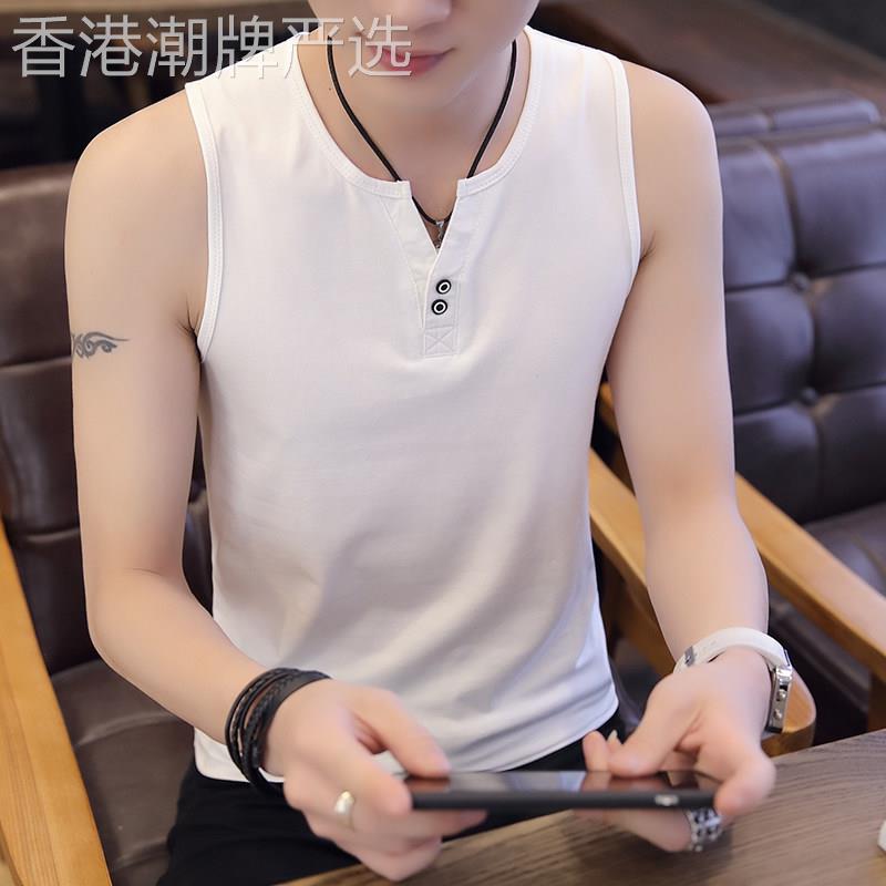 纯棉白色坎肩背心男士夏季薄款纯色无袖t恤潮流百搭运动健身汗衫