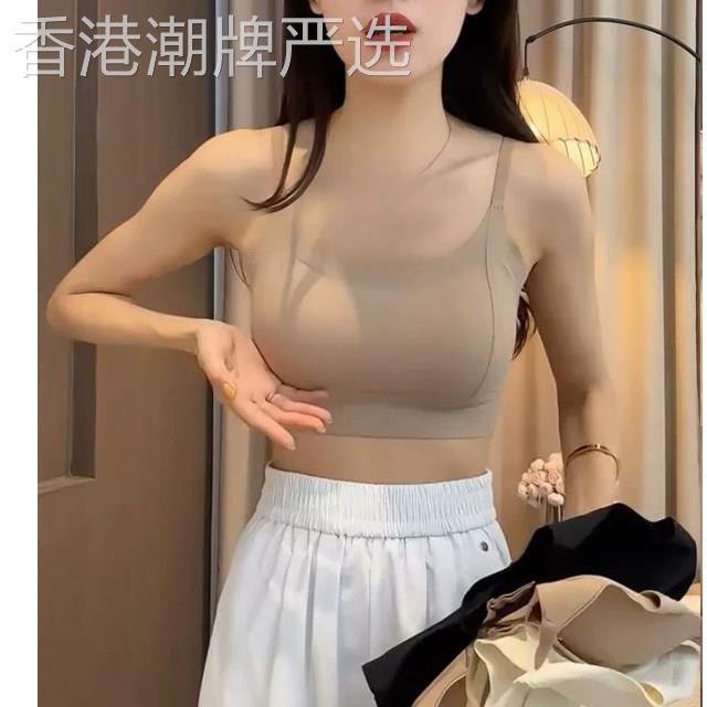 卡其色隐形一体杯美背内衣女2026夏季新款欧货大U背聚拢显大文胸