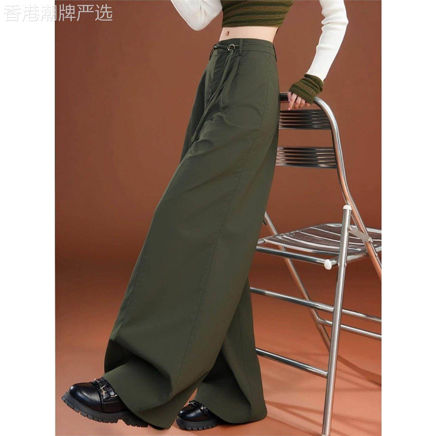 简珀弯刀裤微喇垂感显瘦拖地休闲春季新款牛仔裤女阔腿裤子