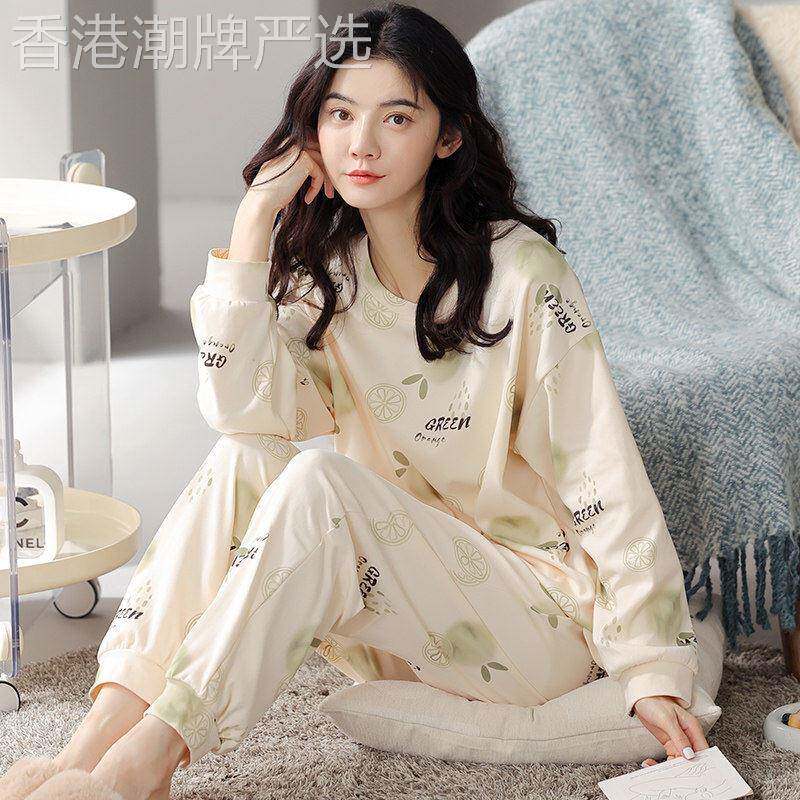 纯棉睡衣女款2026新款秋春天休闲全棉女士可外穿的家居服女生冬季