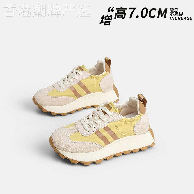 今年流行的三条杠休闲鞋新款阿甘鞋女运动鞋网红新款增高德训鞋子