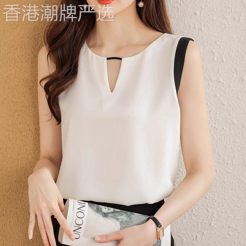 高级感无袖拼接雪纺衫女夏季2026新款显瘦上衣女洋气外穿时尚背心