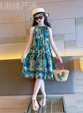 英国Next Kiss女童连衣裙夏季2025新款儿童海边沙滩裙大童碎花裙