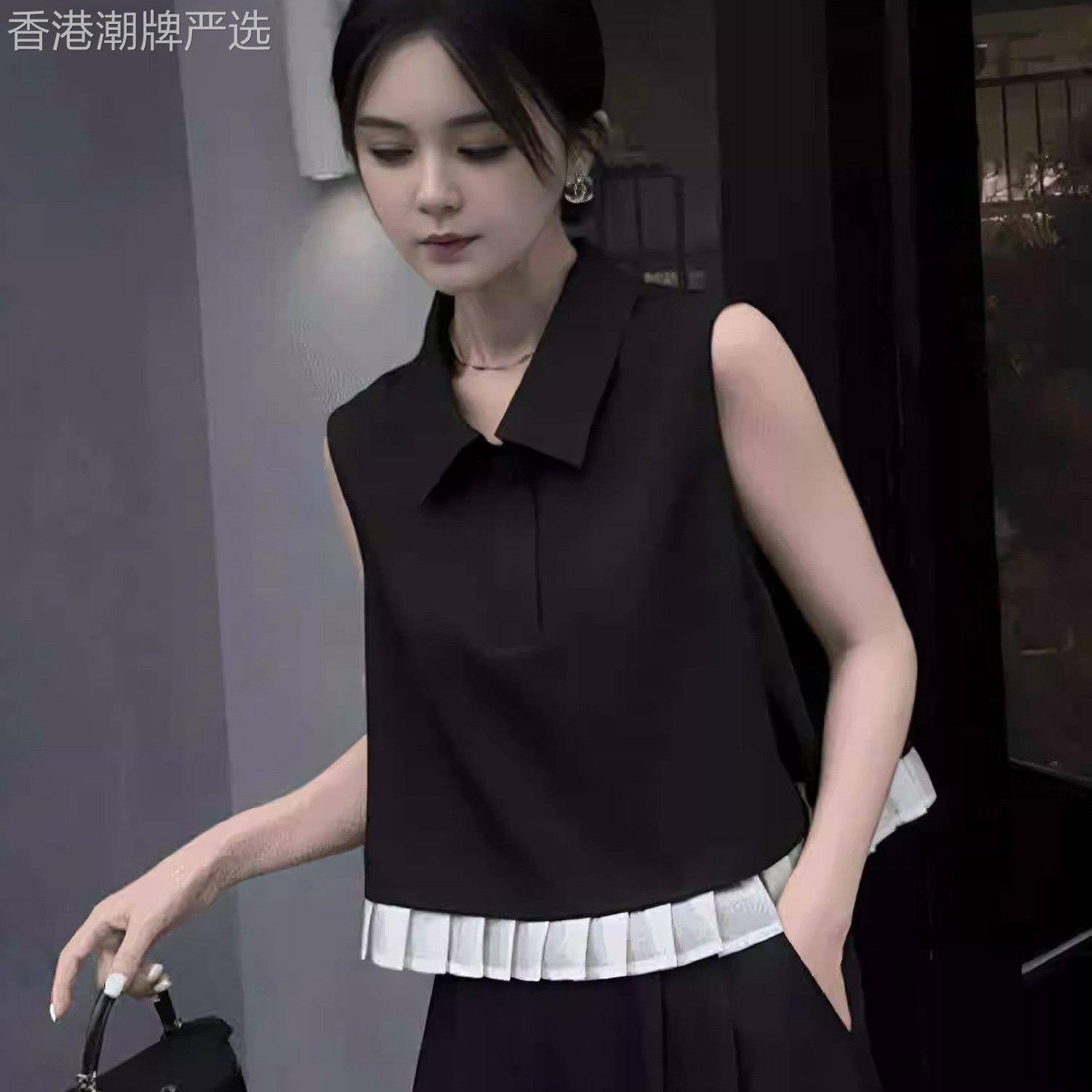 无袖背心衬衫女士夏季薄款2026新款法式设计感小众短款娃娃衫上衣