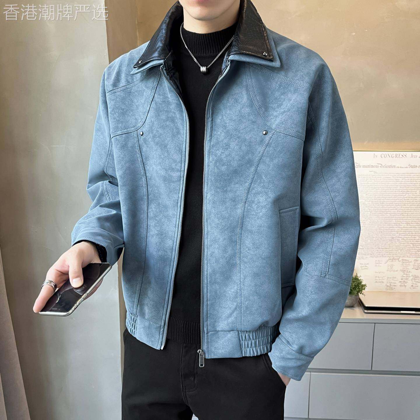 香港男士皮衣外套高级感痞帅2025新款秋冬男装上衣机车潮流皮夹克