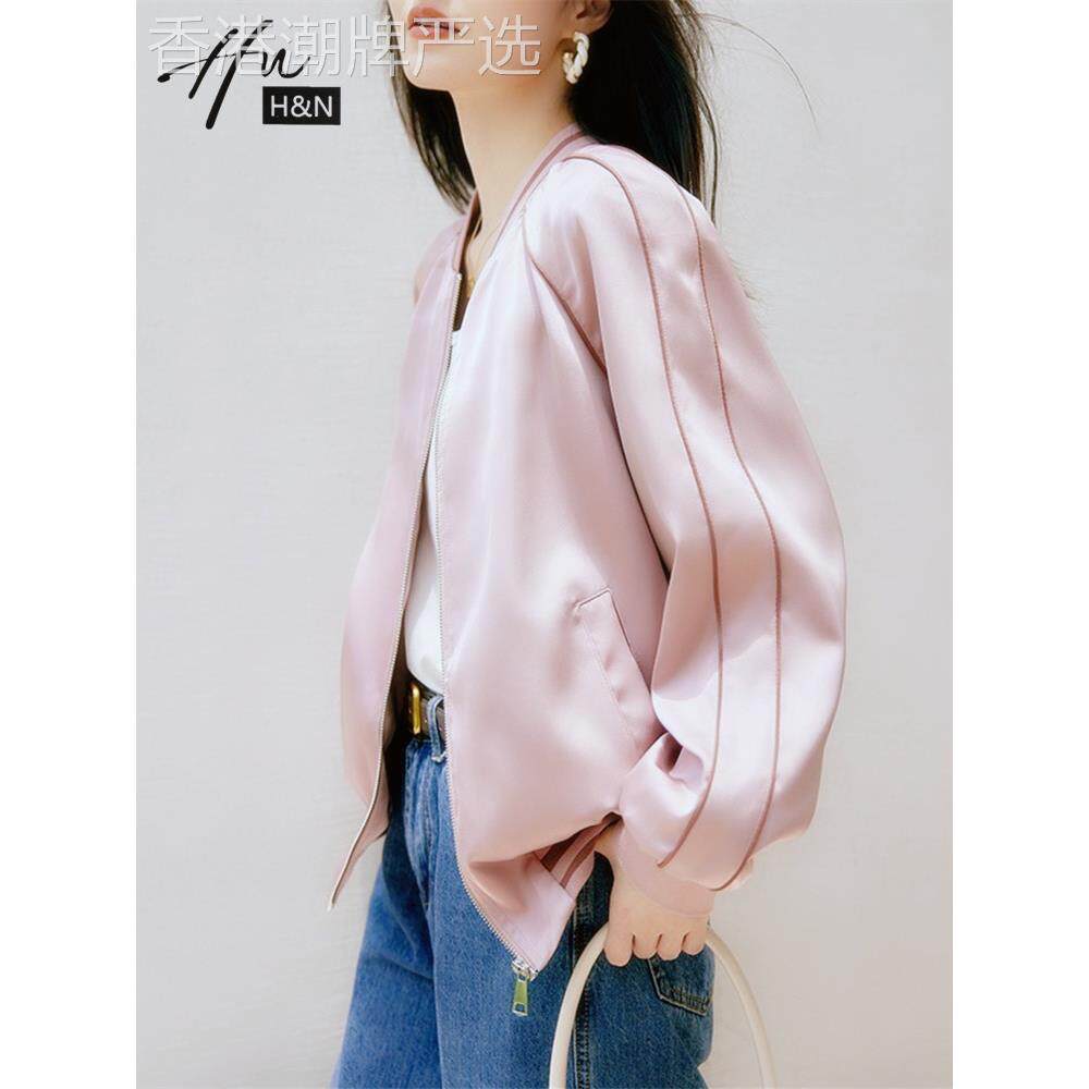 粉色棒球服外套女春秋2025年新款小香风宽松休闲百搭刺绣夹克上衣