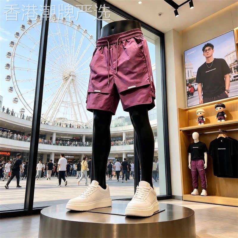 潮牌薄款速干沙滩短裤男2026夏季新款潮流宽松休闲直筒五分运动裤