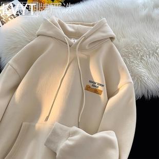 潮牌男生卫衣连帽2025年秋冬新款加绒加厚重磅美式上衣服纯棉外套