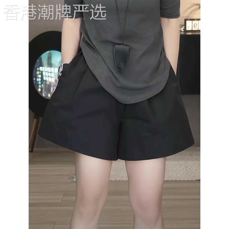 黑色休闲短裤女2026新款夏季薄款大码胖MM高腰宽松显瘦A字阔腿裤