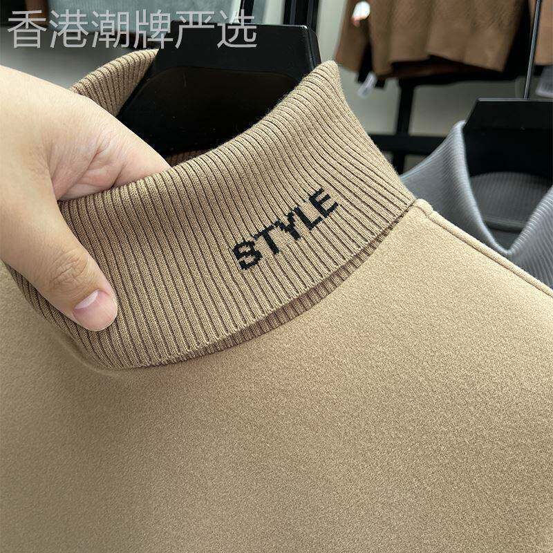 意大利出口~高领德绒打底衫内搭翻领冬季加厚保暖双面绒卫衣男士