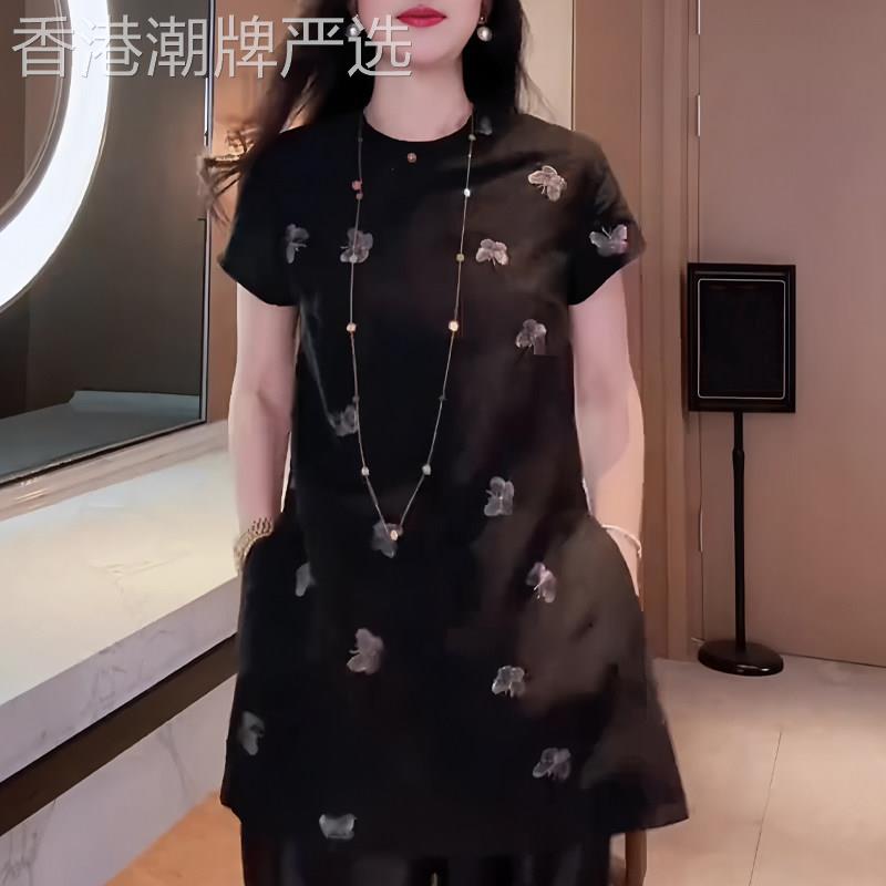 轻熟优雅质感新中式短袖女2026年夏季新款圆领简约气质大尺码上衣