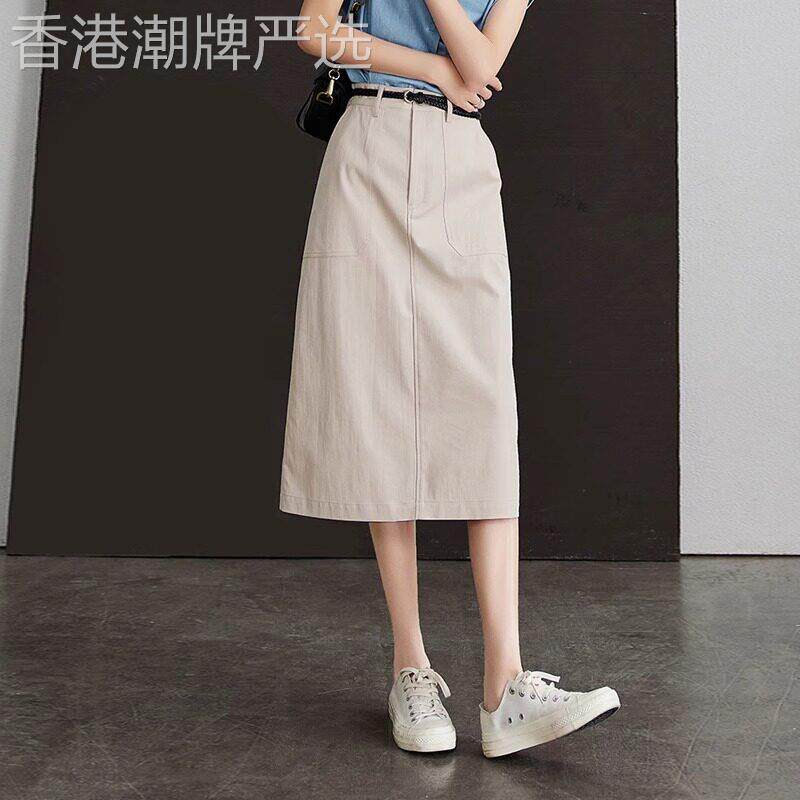 半身裙女春秋薄款2026新款高级感通勤百搭夏季高腰工装A字中长裙