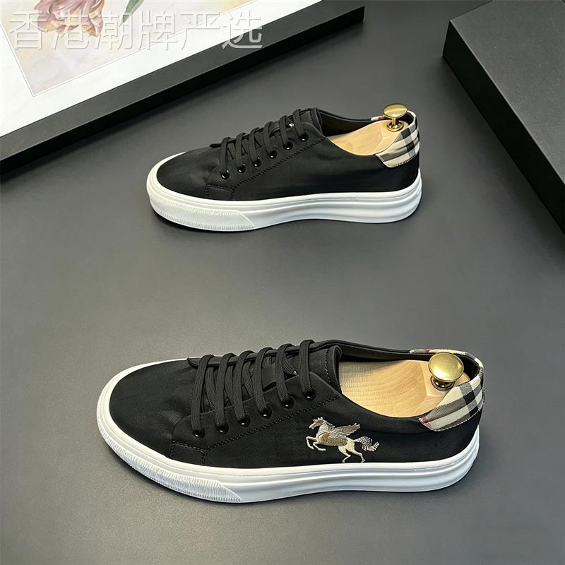 欧洲站男鞋~不能错过的高颜值！夏季一脚蹬透气厚底帆布鞋男韩版