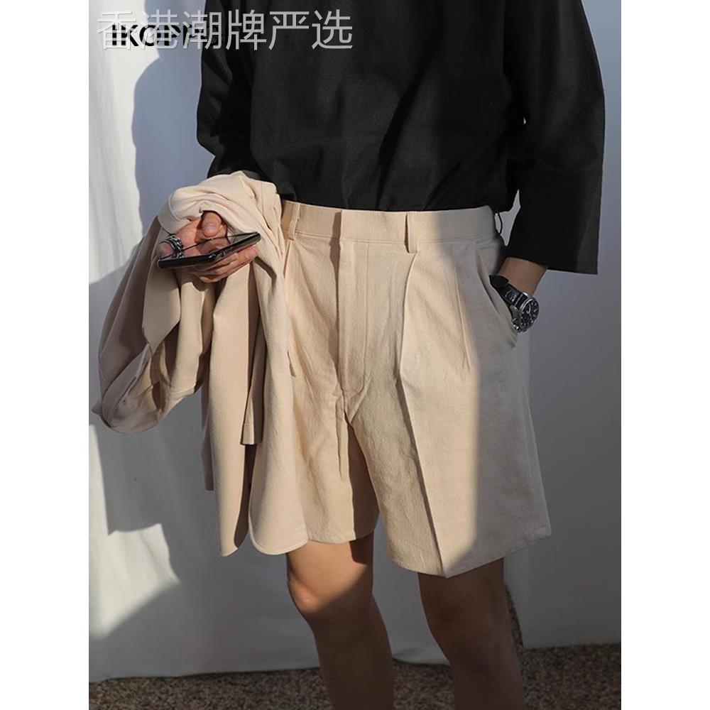 轻奢男士宽松棉麻西装短裤2025夏季亚麻西裤百搭休闲韩系五分中裤