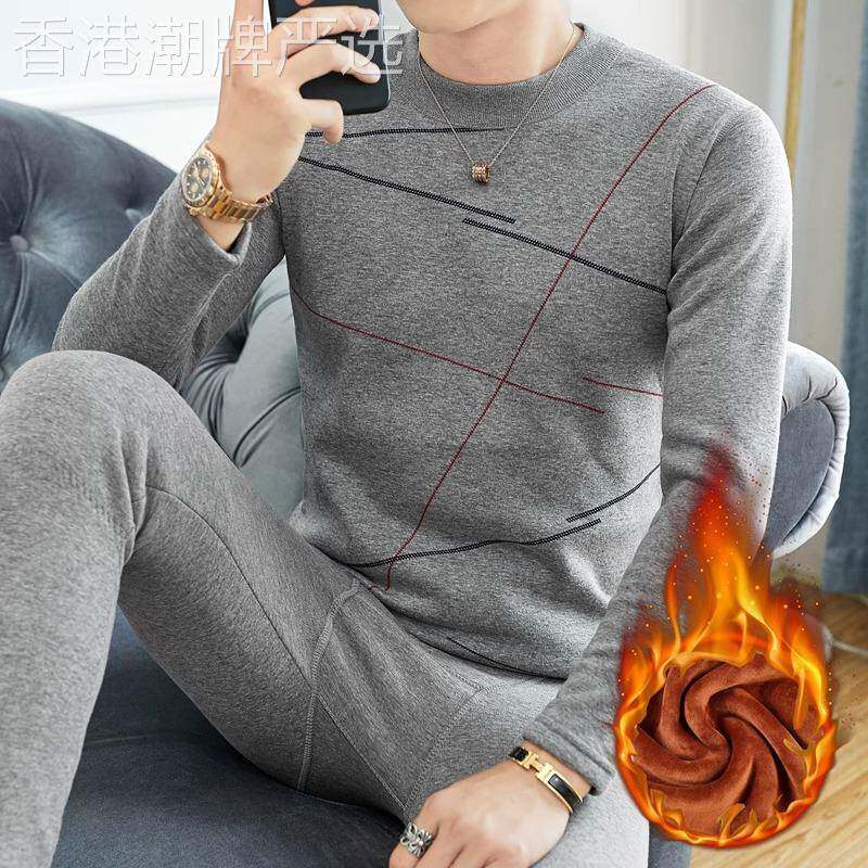 高端品质保暖内衣套装男士冬季防寒中高领加绒加厚秋衣秋裤两件套